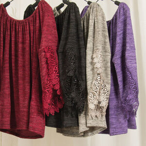 Super Soft Lacey Sleeve Top - Choice of 4 Colors